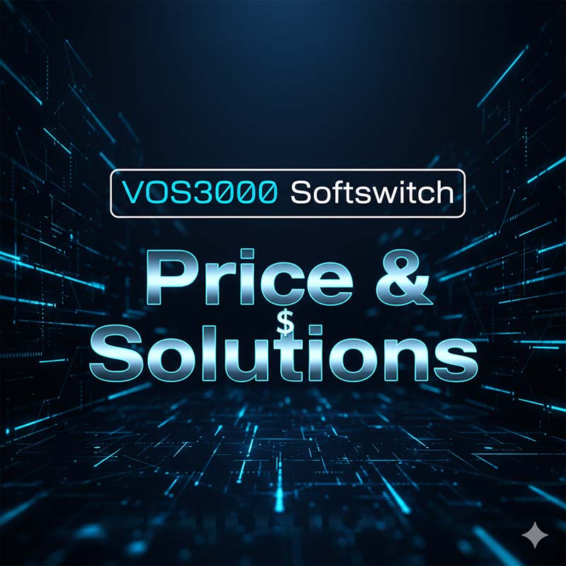 VOS3000 2.1.4.0 Softswitch pricing with futuristic blue data lines for VoIP billing & routing.